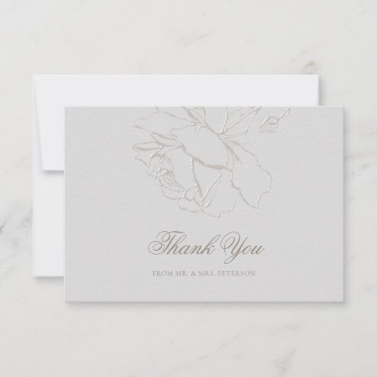 フェイクエンボスバラクラシックアイボリーフォーマル結婚s サンキューカード (正面)