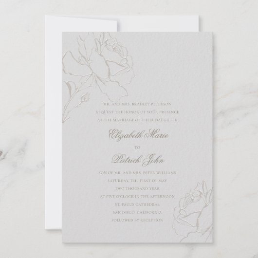 フェイクエンボスバラフォーマルアイボリー親結婚の 招待状 (正面)