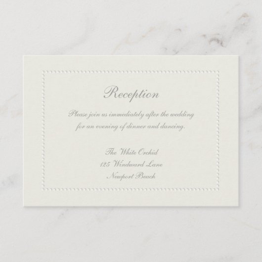 フェイクエンボスビーズ付きフレームベージュ色披露宴結婚 エンクロージャーカード (正面)