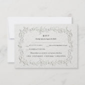 フェイクエンボスフラワーハートの結婚式RSVPカード 出欠カード (正面)