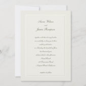 フェイクエンボスフレフォーマルークラシックム結婚ベージュ色 招待状 (正面)