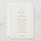 フェイクエンボスフレームシーセルベージュ色フォーマル結婚の 招待状 (正面)