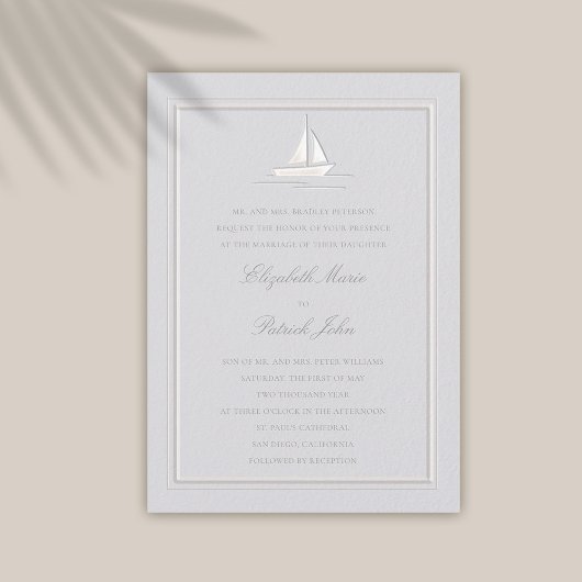 フェイクエンボスフレームボートコーストフォーマル結婚ーズ 招待状