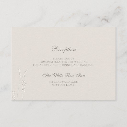 フェイクエンボスワイルドフラワークラシック披露宴結婚ズ エンクロージャーカード (正面)