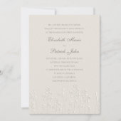 フェイクエンボスワイルドフラワーズフォーマル結婚ベージュ色 招待状 (正面)