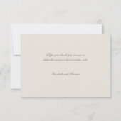 フェイクエンボスワイルドフラワーベージュ色結婚ズサンキューベイラ サンキューカード (裏面)