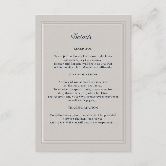 フェイクエンボス二重フレフォーマルー結婚ムの詳細 エンクロージャーカード (正面)