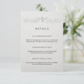フェイクエンボス加工フラワーの結婚式詳細カード エンクロージャーカード (スタンド正面)