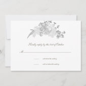 フェイクエンボス牡丹フォーマルアイボリー結婚式RSVPカード (正面)