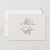 フェイクエンボス牡丹フォーマルベージュ色結婚の感謝 サンキューカード (正面)