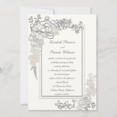 フェイクエンボス牡丹真珠書道結婚の 招待状 (正面)