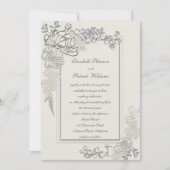 フェイクエンボス牡丹2フレーム書道結婚の 招待状 (正面)