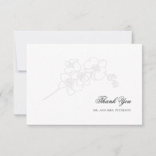 フェイクエンボス蘭エレガントな結婚式ありがとう サンキューカード (正面)