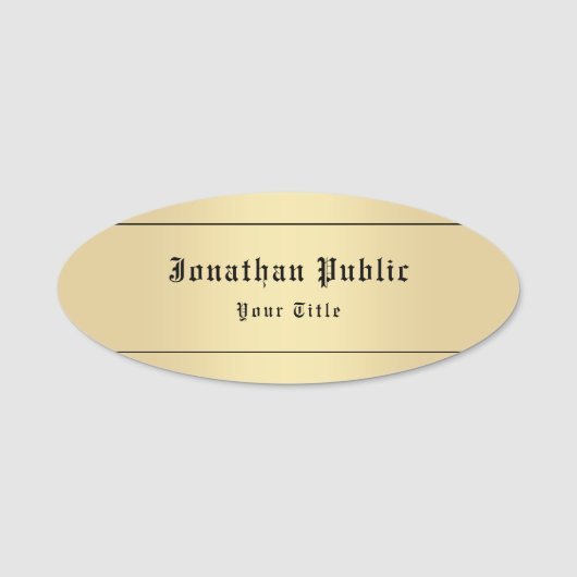 フェイククラシック金ゴールドルックパーソナライズされたテンプレート 名札 (正面)