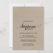 フェイククラフトシンプルカリグラフィークリスマスパーティ 招待状 (正面)