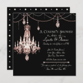 フェイククリスタルフランスのシャンデリア真珠パーティー 招待状 (正面/裏面)