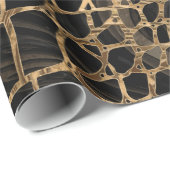 フェイククロコダイル黒液大理石と金ゴールド ラッピングペーパー (ロールコーナー)