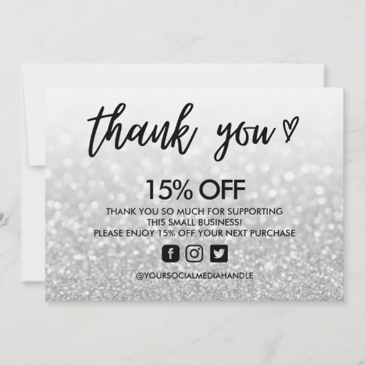 フェイクグリッターありがとうハートメディア挿入 招待状 (正面)