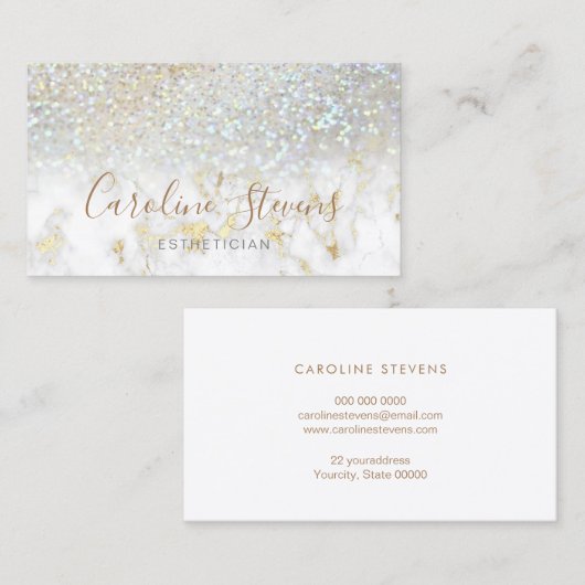 フェイクグリッターと大理石の背景 名刺 (正面/裏面)