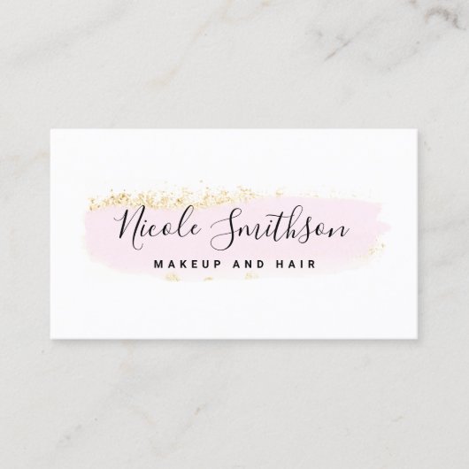 フェイクグリッターと水彩ブラシストロークのロゴ 名刺 (正面)