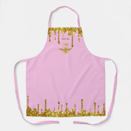 フェイクグリッターはピンクにクイーンビーをドリップ エプロン