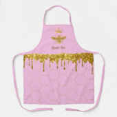フェイクグリッターはピンクにクイーンビーをドリップ エプロン (正面)