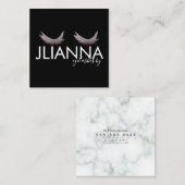 フェイクグリッターまつげサロン白黒 スクエア名刺 (正面/裏面)