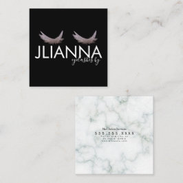 フェイクグリッターまつげサロン白黒 スクエア名刺