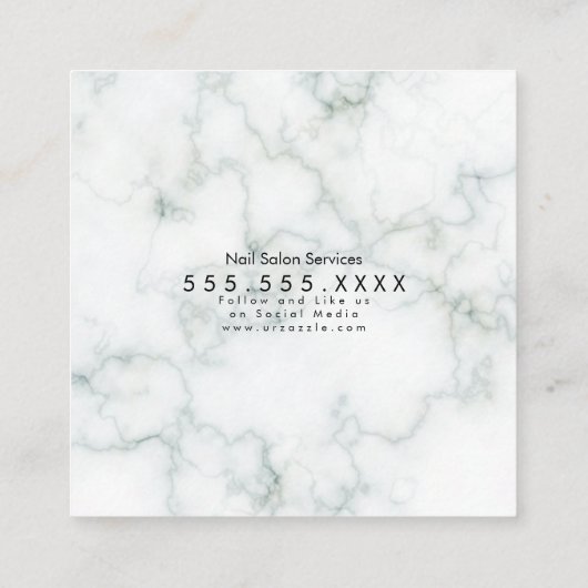 フェイクグリッターまつげサロン白黒 スクエア名刺 (裏面)