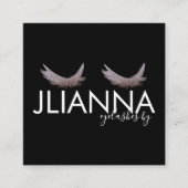 フェイクグリッターまつげサロン白黒 スクエア名刺 (正面)