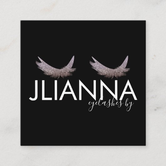 フェイクグリッターまつげサロン白黒 スクエア名刺 (正面)