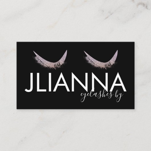 フェイクグリッターまつげサロン白黒 名刺 (正面)