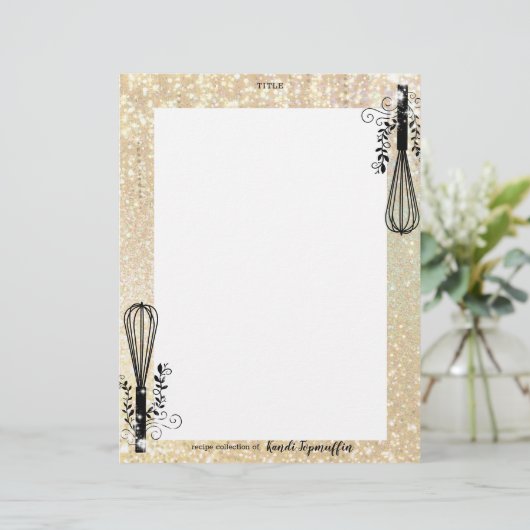 フェイクグリッターウィスクパーソナライズされたレシピレターヘッド (スタンド正面)