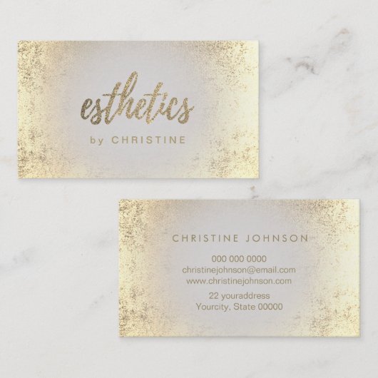フェイクグリッターエステ・スクリプトデザイン・ビジネス・カード 名刺 (正面/裏面)