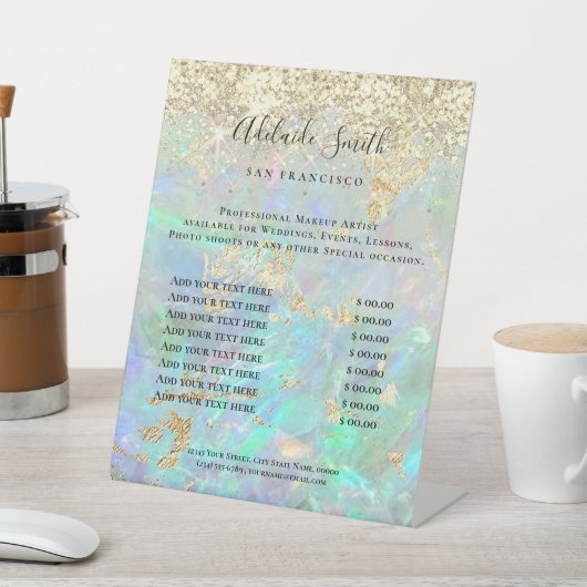 フェイクグリッターオペル価格表台座標識 台座サイン (インサイチュ)