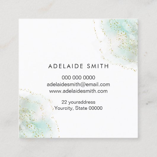 フェイクグリッターオンターコイズ水色・ スクエア名刺 (裏面)