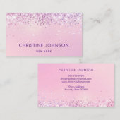 フェイクグリッターオン淡い色のピンク 名刺 (正面/裏面)