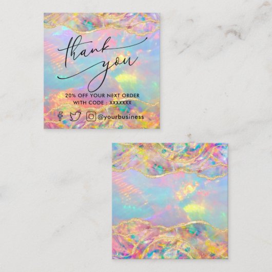 フェイクグリッターオ感謝していパル割引カード スクエア名刺 (正面/裏面)