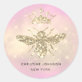 フェイクグリッタークイーンビーのロゴ ラウンドシール (正面)