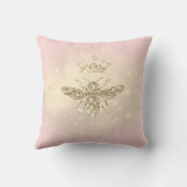 フェイクグリッタークイーンビーon pink クッション (裏面)