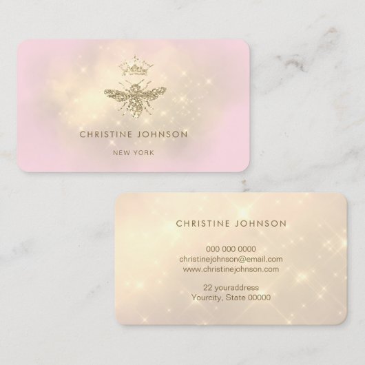 フェイクグリッタークイーンビーon pink 名刺 (正面/裏面)