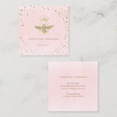 フェイクグリッタークイーンbeeピンクの水色 スクエア名刺 (正面/裏面)