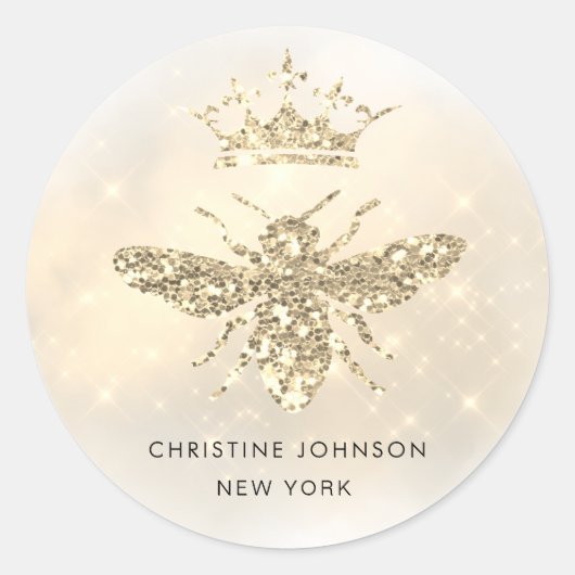 ・フェイクグリッタークイーンbeeロゴクラシックラウンドステッキ ラウンドシール (正面)