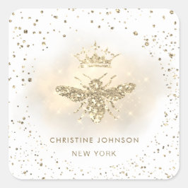 フェイクグリッタークイーンbeeロゴ スクエアシール