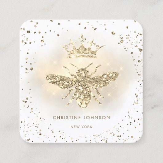 フェイクグリッタークイーンbeeロゴ スクエア名刺 (正面)