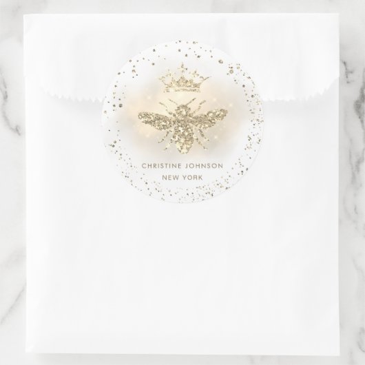 フェイクグリッタークイーンbeeロゴ ラウンドシール (バッグ)