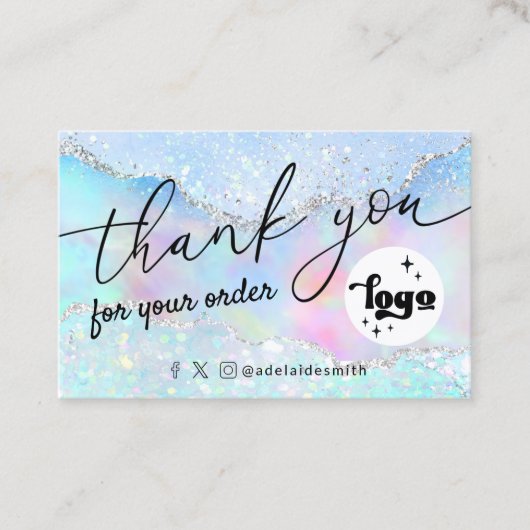 フェイクグリッターサンキューカード 名刺 (正面)