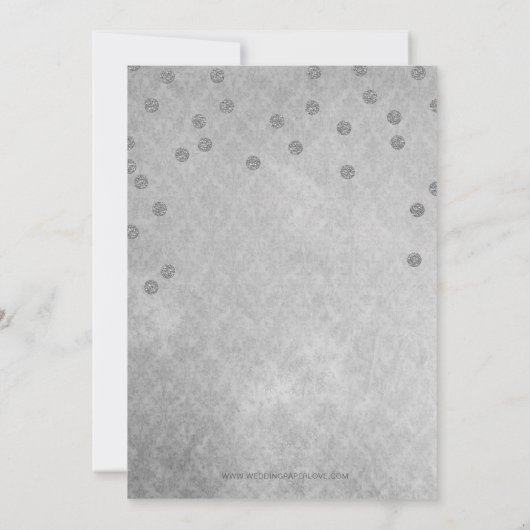 フェイクグリッターシルバーネイビー紙吹雪ブライダルシャワー 招待状 (裏面)