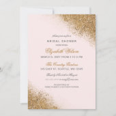 フェイクグリッターダスト赤面金ゴールドブライダルシャワー 招待状 (正面)