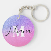 フェイクグリッターツートーンピンクはっきりしたモノグラムの キーホルダー (裏面)